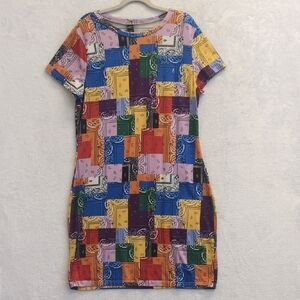 SHEIN Curve‎ Women's Colorful Rainbow Handkerchief Print Dress Size 2XL